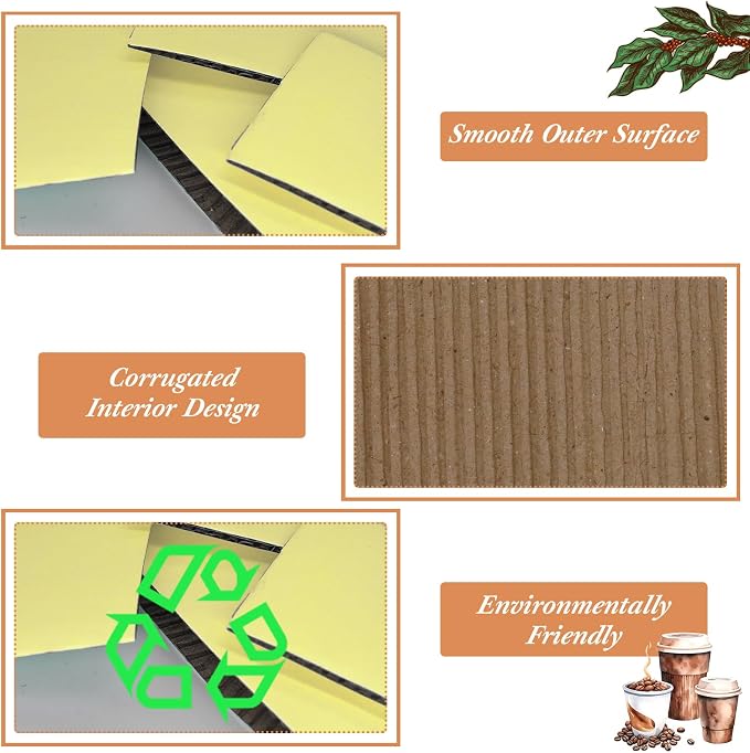 Disposable Coffee Cup Sleeves Corrugated Kraft Paper Coffee Cup Sleeves Holder - Image 4