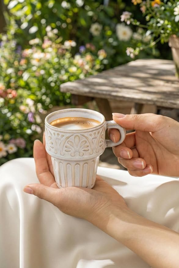 LYEOBOH Cappuccino Cups, Espresso Cups, Coffee Mugs Set of 6, Ceramic Cup - Image 4