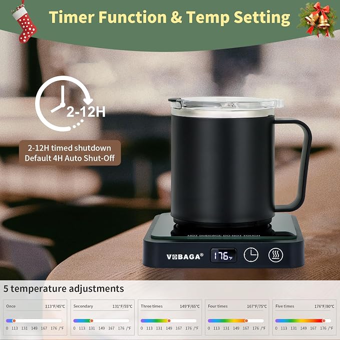 VOBAGA Mug Warmer with 15oz Mug Set, Smart Coffee Mug Warmer - Image 2