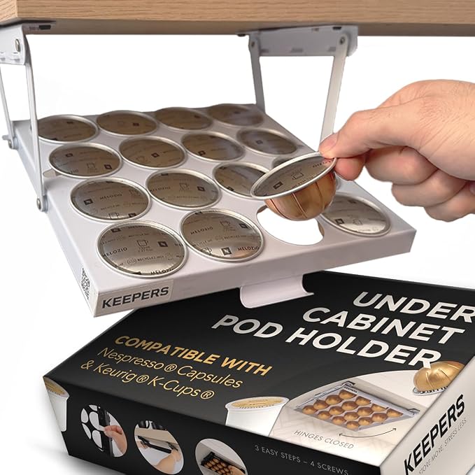 KEEPERS Nespresso® Vertuo® Pod Holder|Under Cabinet Swing Down Coffee Pod by CoffeeKeepers