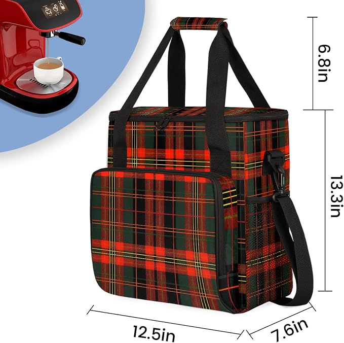 Christmas Plaid Red And Green Coffee Maker Carring Bag, Large Insulated Storage - Image 2