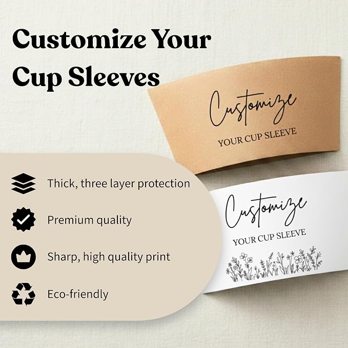 Queen of Cards Personalized Kraft Coffee Sleeves Disposable – Hot & Cold Coffee - Image 3