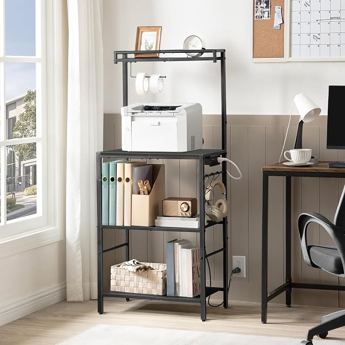 MAHANCRIS Bakers Rack with Storage, Microwave Stand with Paper Holder, Bakers - Image 3