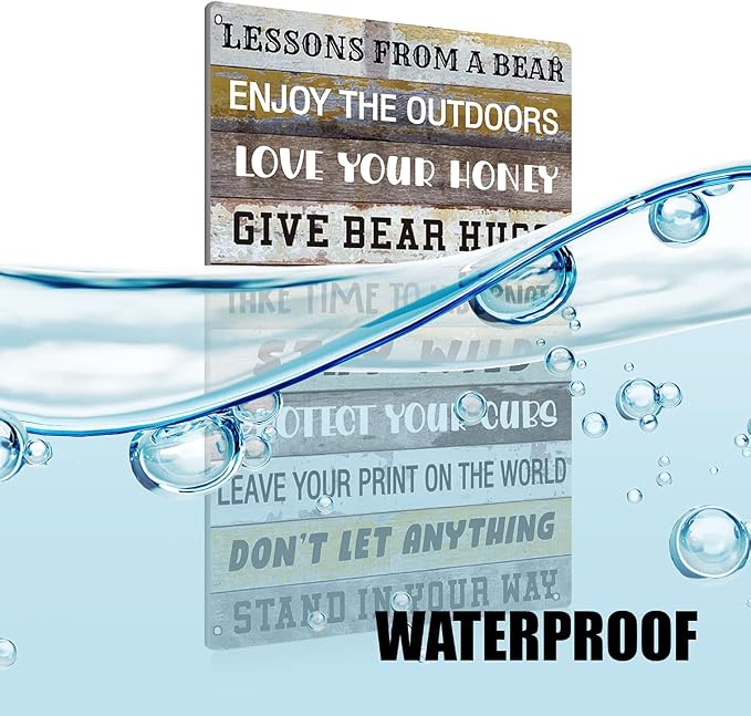 BEASTZHENG Funny Lesson from a Bear Metal Tin Sign Wall Art Decor Rustic Bear - Image 3