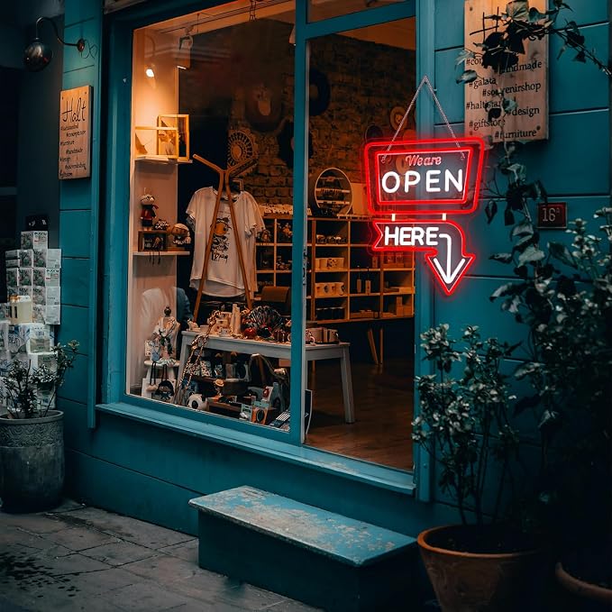 ineonlife We Are Open Here Neon Sign Red Neon Signs - Image 2