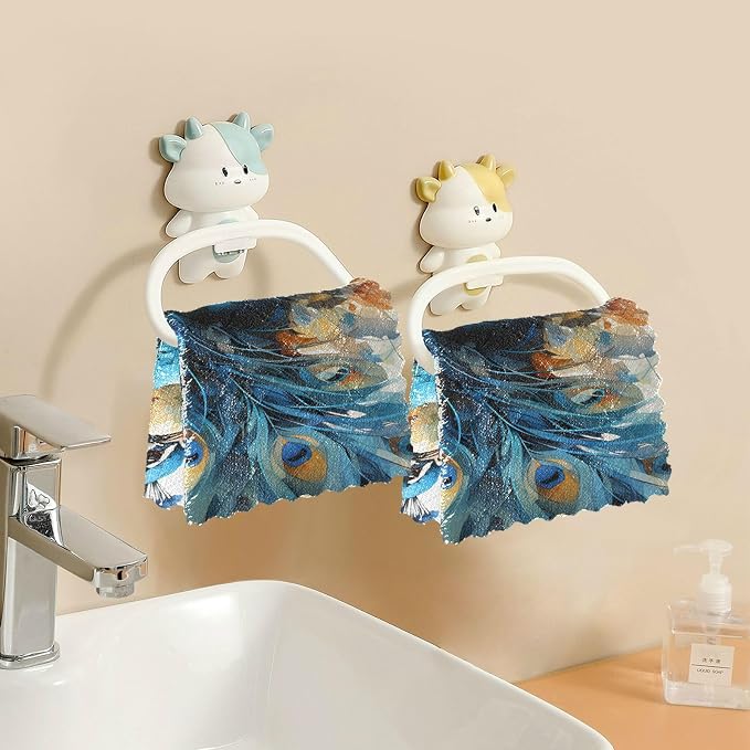 ALAZA Dish Towels Kitchen Cleaning Cloths Peacock Dish Cloths Absorbent Kitchen - Image 5