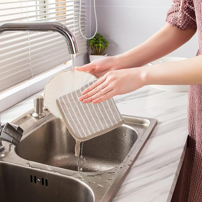 10pcs Large Coffee Brown Kitchen Dishcloths Soft Absorbent Wash Cloths - Image 4