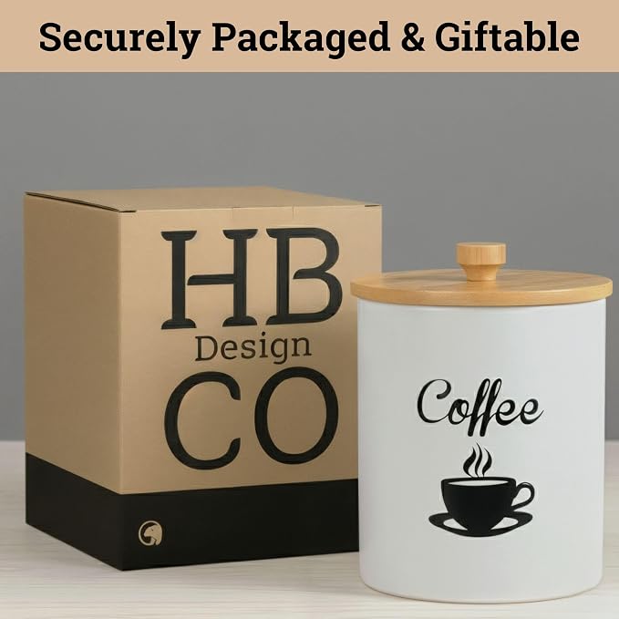 Ceramic Coffee Canister - 12 oz White Airtight Canister - 5 x 6 inch Coffee - Image 9
