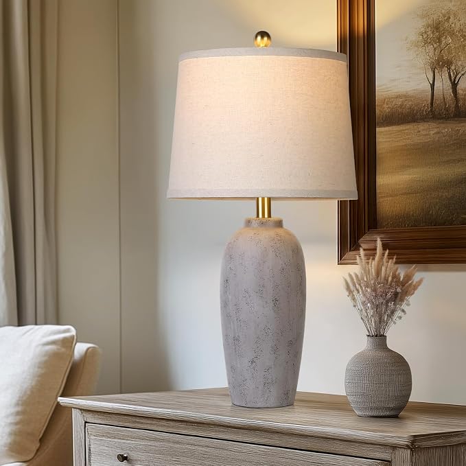 25“ Jar Table Lamps Set of 2, Ceramic Bedside Lamps - Image 2