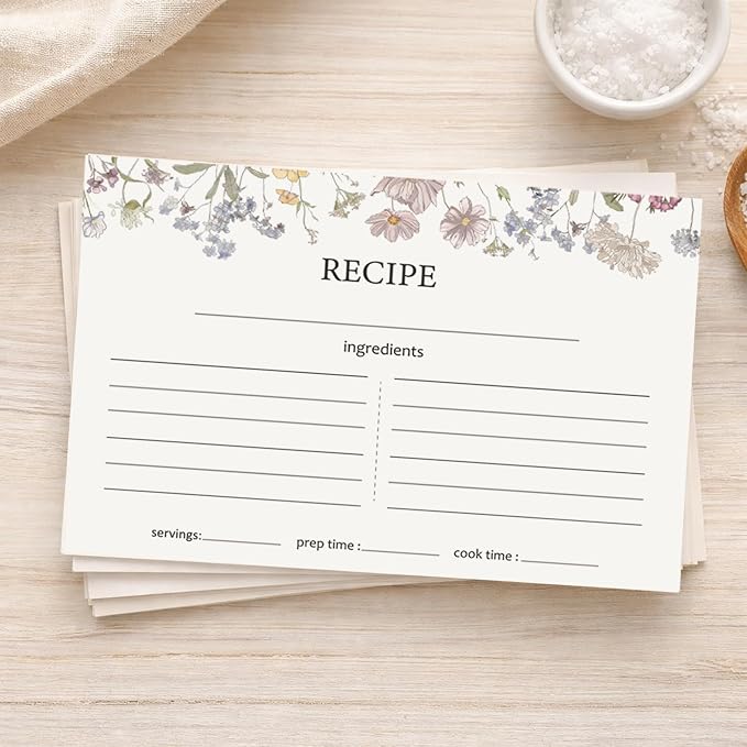100 Pieces 4x6 Recipe Cards for Wildflower Bridal Shower Weeding Christmas - Image 3