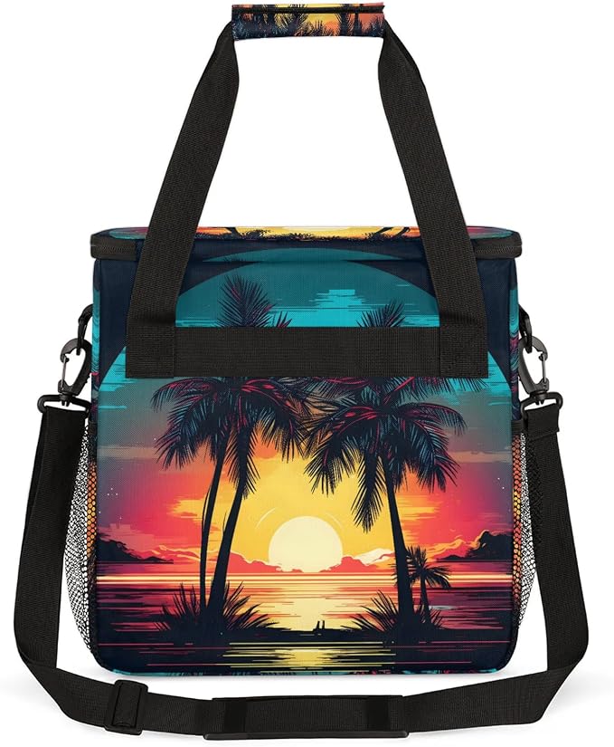 Tropical Palm Tree Theme Coffee Maker Carring Bag, Large Insulated Storage - Image 5