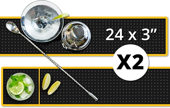 Gold Bar Mats 2 Pack – 24"x3" Slim Rubber Bar Rail & Spill Mat - Image 8