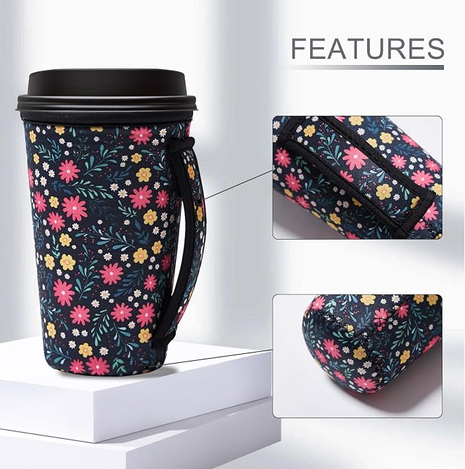 3 Piece Reusable Iced Coffee Sleeves Insulated Coffee Sleeves - Image 3