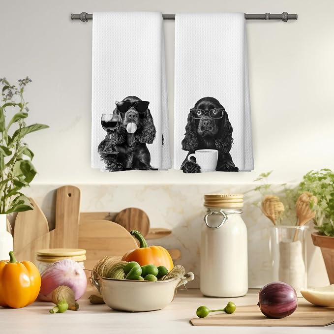 Funny Cocker Spaniel Kitchen Towels Set of 2, Funny Dog Kitchen Accessories - Image 4