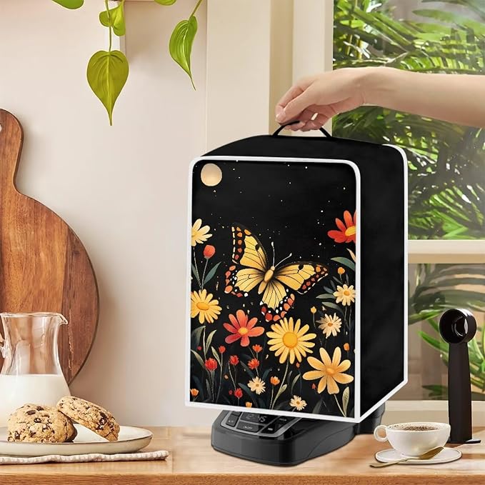 Butterfly Flowers Print Coffee Machine Cover - Image 4