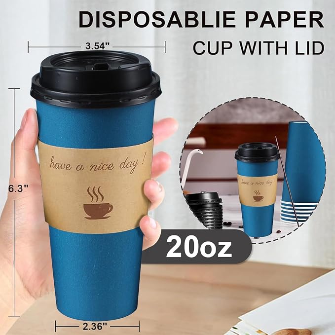 Clawsoff 50 Pack 20 oz Paper Coffee Cups - Image 2
