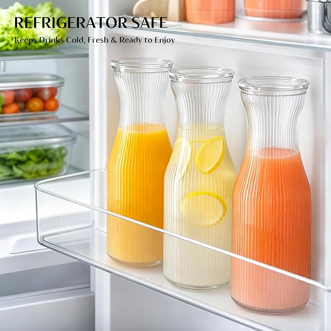 INSETLAN 1 Liter Ribbed Glass Carafe - Image 5