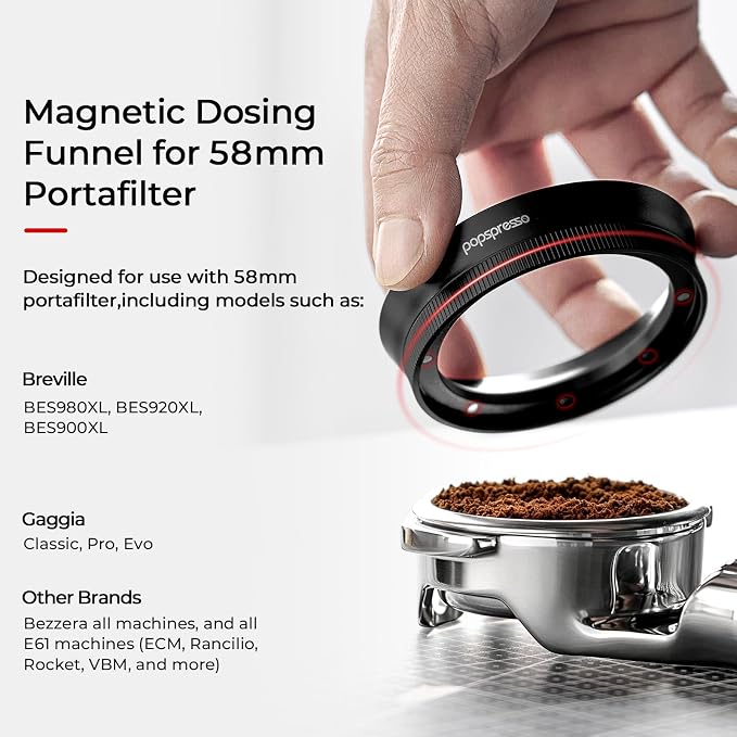 58mm V3 Magnetic Dosing Funnel, 8 N52 Magnets Low-Profile Espresso Funnel - Image 3