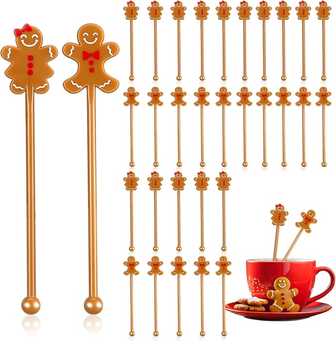SiliFine 30 Pcs Winter Drink Stirrers Xmas Stir Stick Holiday Coffee Swizzle by SiliFine