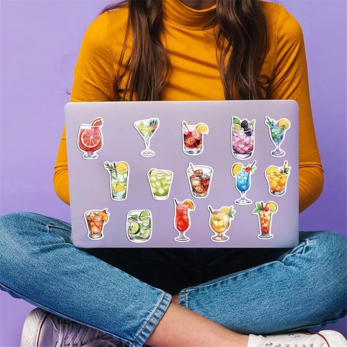50 Packs Cocktails Stickers Water Bottles Laptop Phone Computer Guitar - Image 3