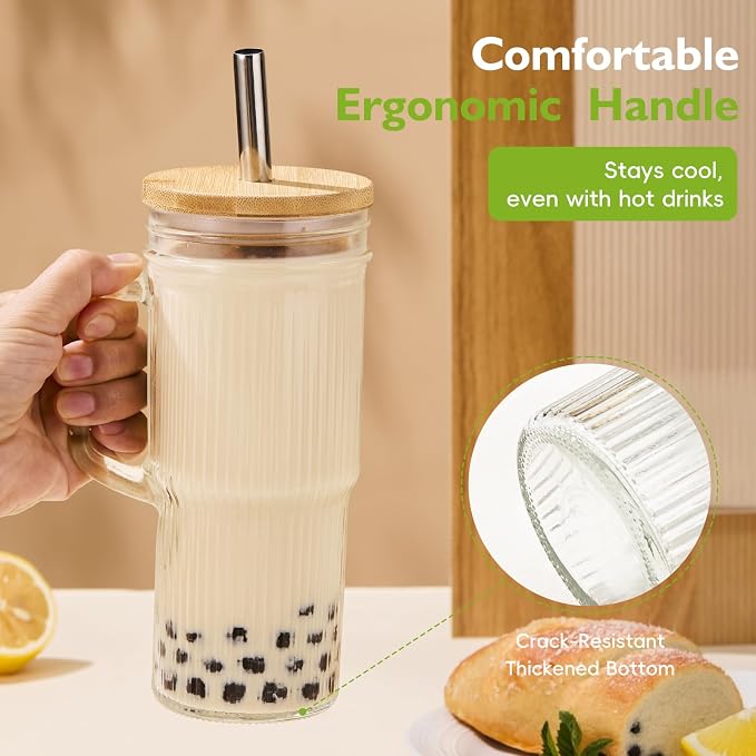 JunVpic 24oz Ribbed Glass Tumbler - Image 4