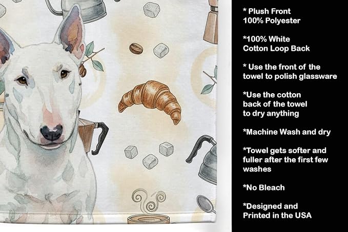Caroline's Treasures White Miniature Bull Terrier Coffee Bar Kitchen Towel - Image 4