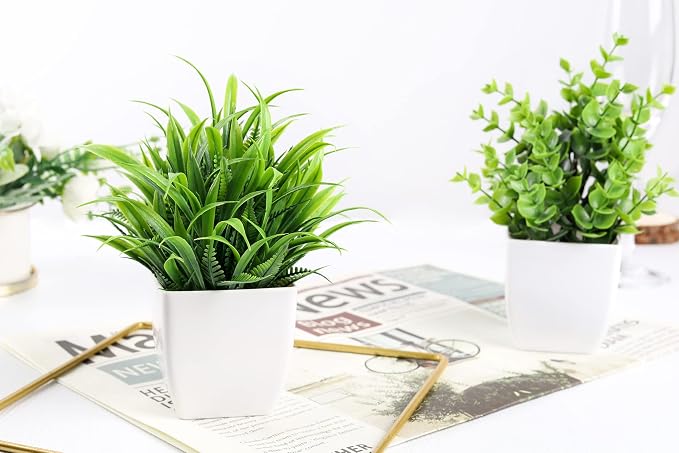 Der Rose 2 Pack Small Fake Plants Mini Artificial Potted Plants - Image 6