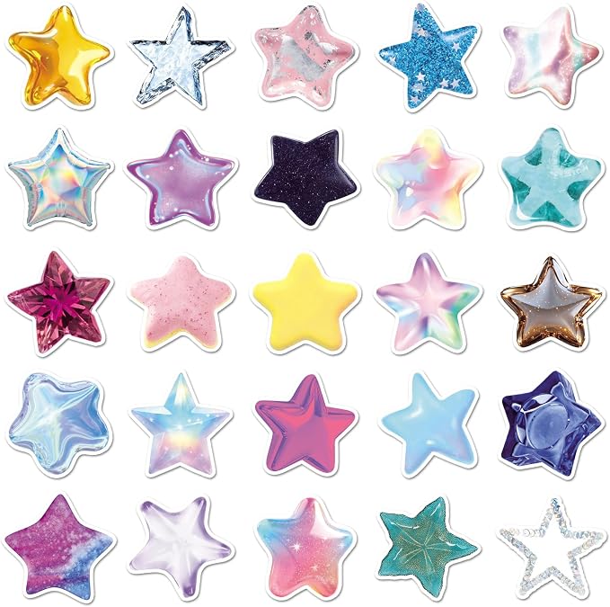 50Pcs Star Stickers, Waterproof Vinyl Holographic Star Stickers - Image 5