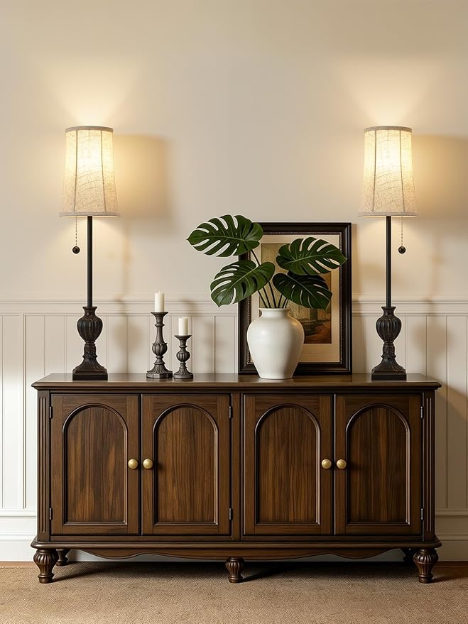 EJIAXIN Buffet Table Lamps Set of 2-28" Tall Skinny Black Resin Table Lamp - Image 7