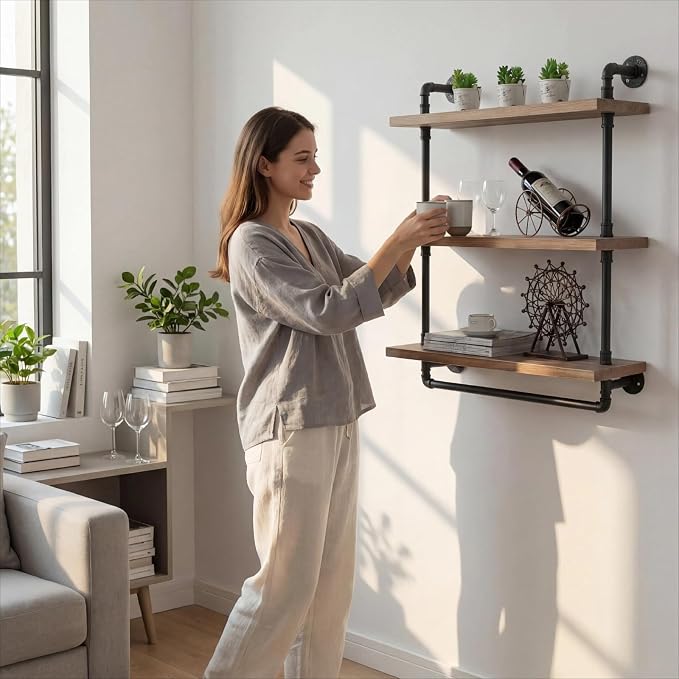 Industrial Wall Mounted Iron Floating Pipe - Image 2