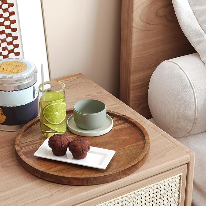 VERTORGAN Acacia Wood Serving Tray, 9.8 Inch Decorative Trays Platter - Image 2