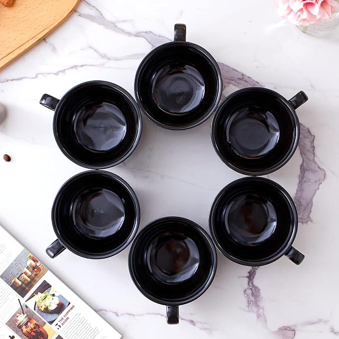 Coffeezone Set of 6 Cups Vintage Design 12 oz Professional Barista Ceramic - Image 3