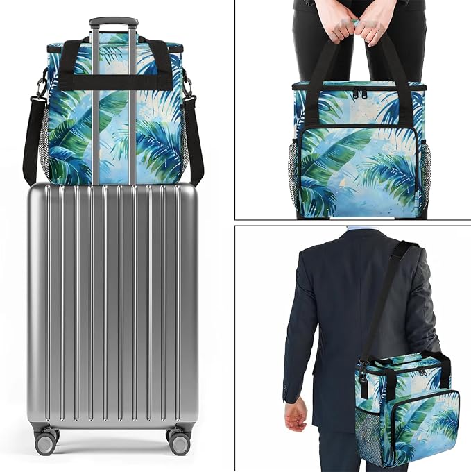 Palm Tree Leaves Coffee Maker Carring Bag, Large Insulated Storage Organizer - Image 7