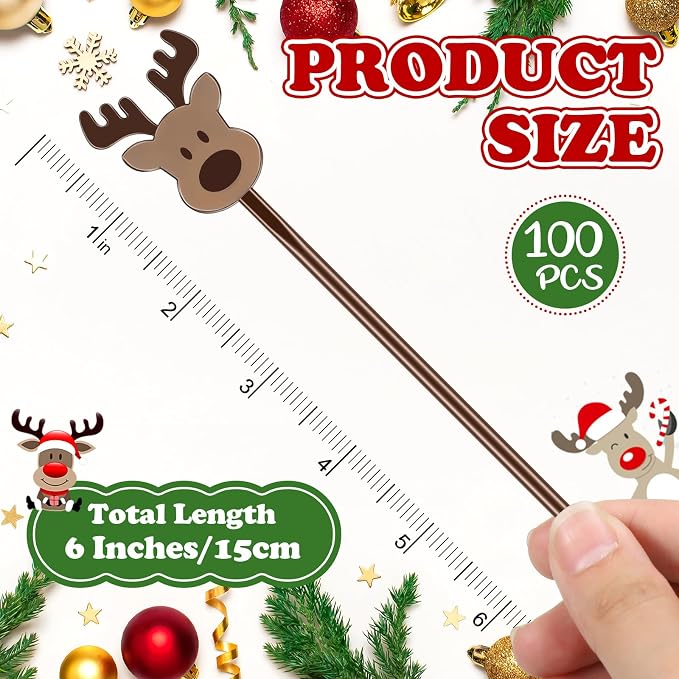 Chengu 100 Pcs Winter Drink Stirrers Xmas Stir Sticks Bulk Holiday Coffee - Image 2