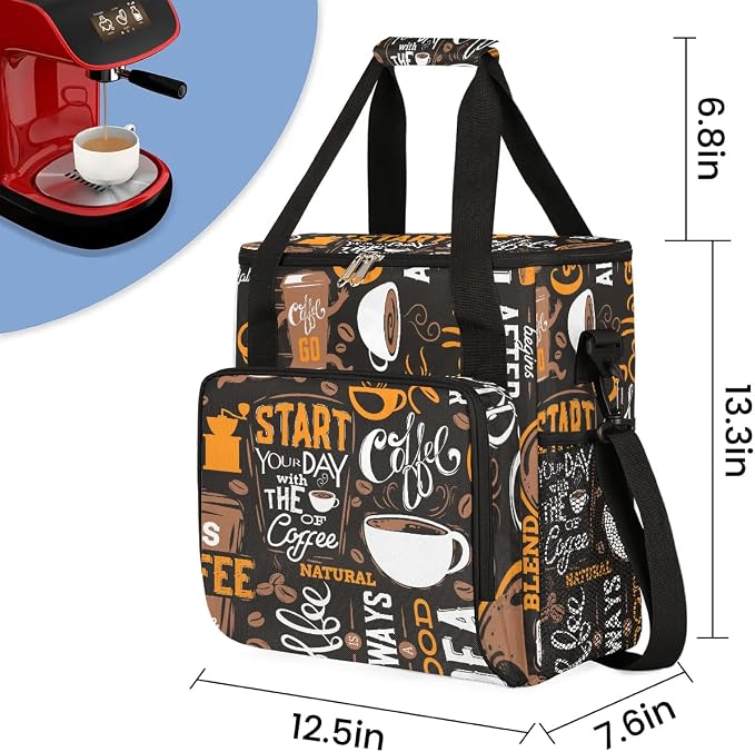 coffee beans cup yellow Coffee Maker Carring Bag Travel Carrying Storage Tote - Image 2