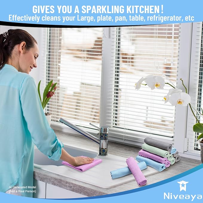 Niveaya 24 Pcs Fish Scale Streak Free Miracle Cleaning Cloth Easy Clean - Image 6