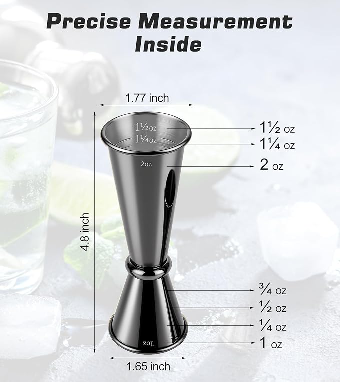 2-Pack Stainless Steel Cocktail Jiggers – Japanese Style Double Measuring Cups - Image 2