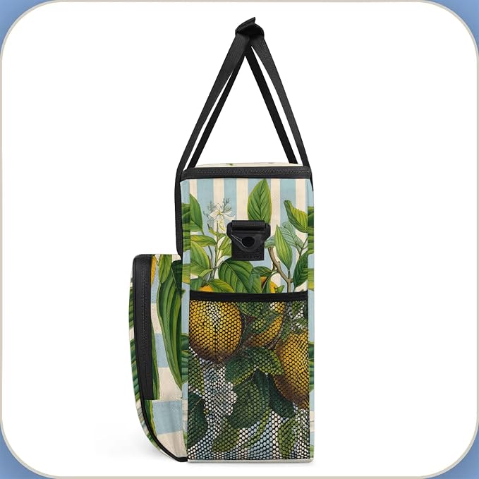 Lemon Fruit Flowers Coffee Maker Carring Bag, Large Insulated Storage Organizer - Image 4