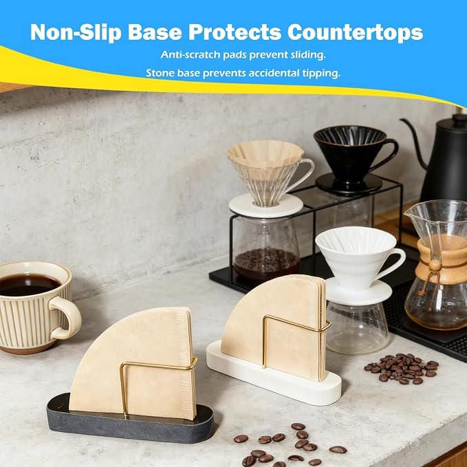 Coffee Filter Holder for Counter, Non-Slip Marble Base Cone Filter Stand for - Image 4