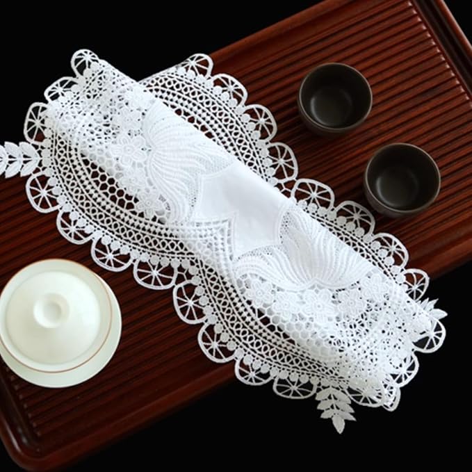 Small Square Lace Cover Cloth Macrame Lace Table Doilies Cutwork Embroidery - Image 3