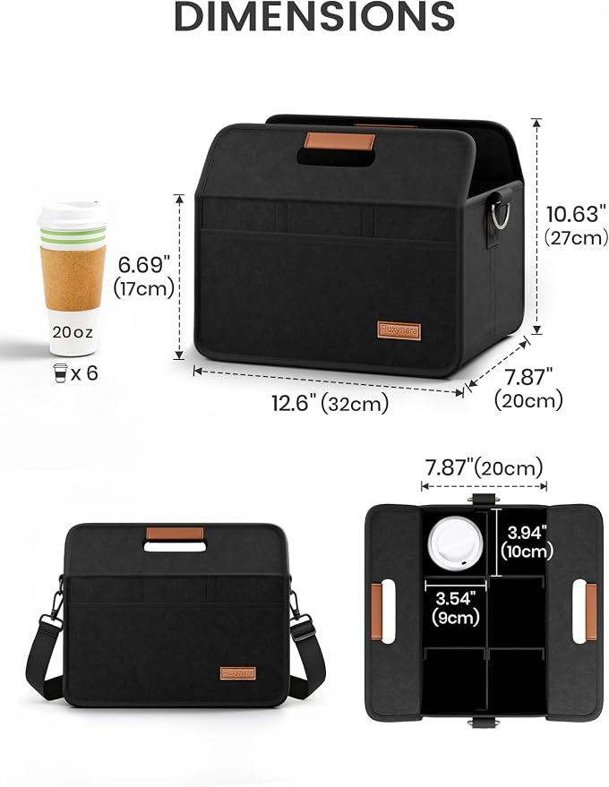 Fluxynara 6-Cup Reusable Felt Drink Carrier - Image 2