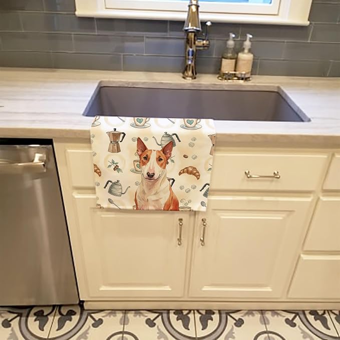 Caroline's Treasures Red and White Bull Terrier Coffee Bar Kitchen Towel Velour - Image 2