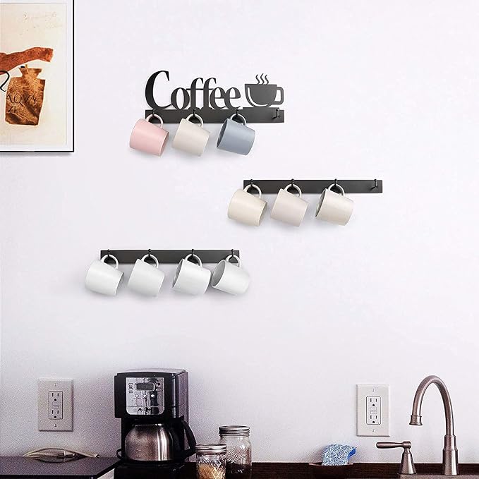 HULISEN Coffee Mug Wall Rack, Coffee Cup Holder Wall Mounted - Image 5