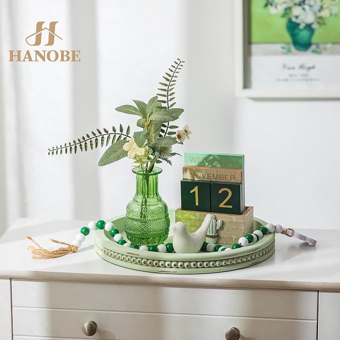 Hanobe Sage Green Tray Decor: Round Decorative Tray - Image 2
