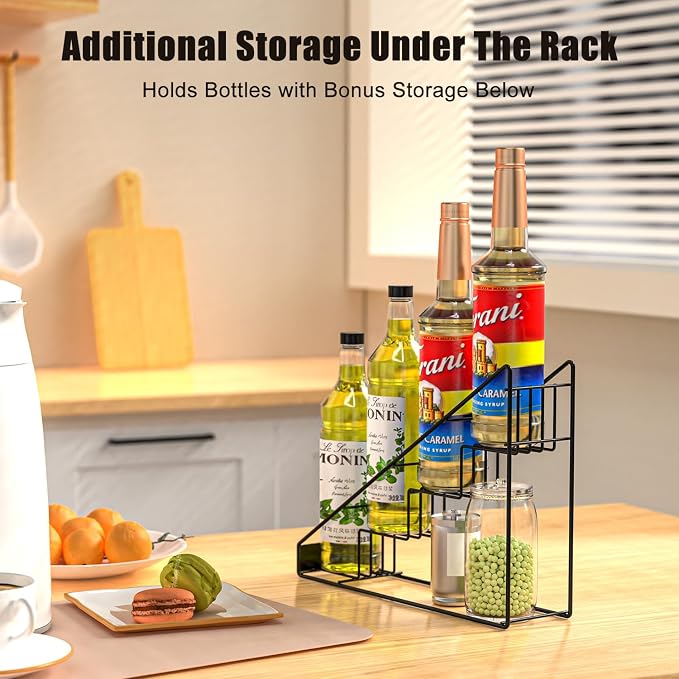 Coffee Syrup Rack for 4 Bottles, Tiered Coffee Syrup Organizer & Holder - Image 6