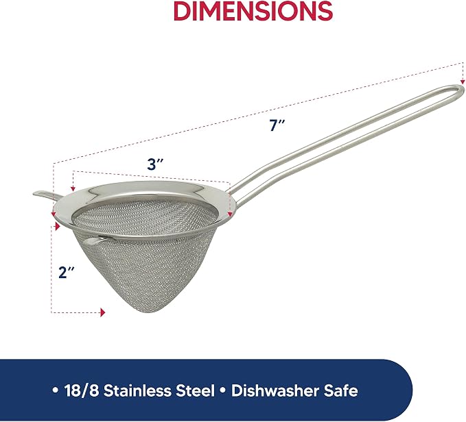 HIC Kitchen Double-Ear Conical Tea Strainer, 18/8 Stainless Steel, - Image 6