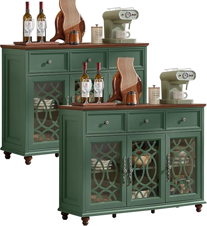 Joaxswe Farmhouse Sideboard Buffet Cabinet Set of 2 by Joaxswe