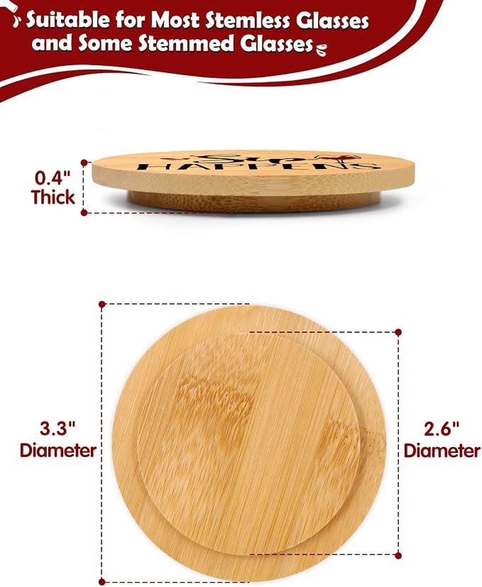 Xylolfsty Funny Wine Glass Covers to Keep Bugs Out Wood Drinking Glass Lids - Image 4