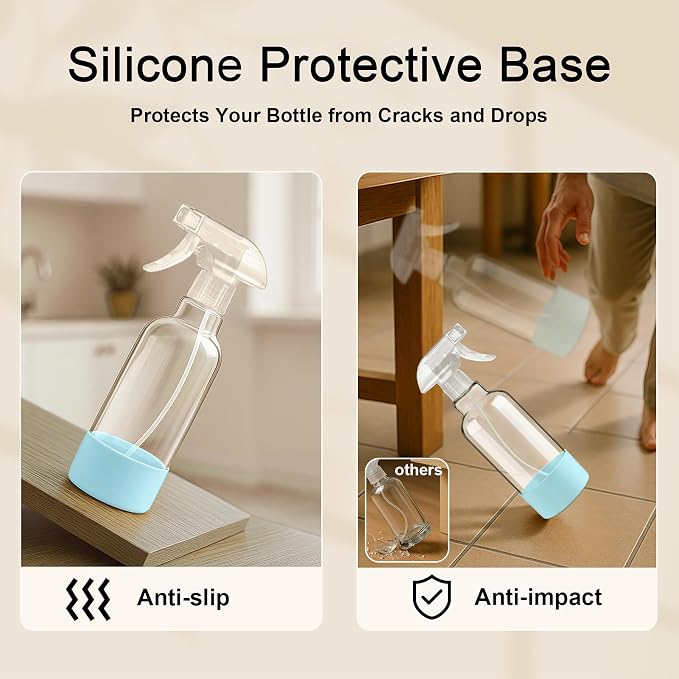 Glass Spray Bottles with Silicone Sleeve 16.9oz 2 Pack Empty Spray Bottle - Image 3