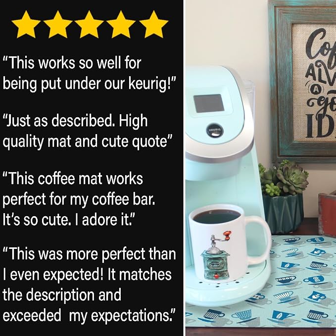 Coffee Maker Mat for Countertop – Absorbent, Non-Slip Coffee Bar Mat, Protects - Image 5